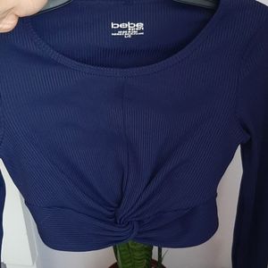 Bebe crop knot long sleeve top , new, never worn